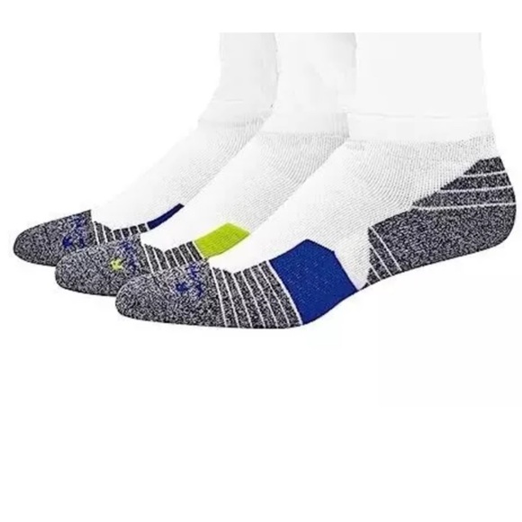 Champion No Show Socks 3 Pair Men's 6-12 White Black Yellow Blue w Logo NEW $18 - Picture 4 of 12